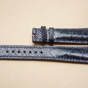 Dây đồng hồ Handmade da đà điểu Khatoco vảy chéo màu NAVY đậm , khâu chỉ cùng màu DH665