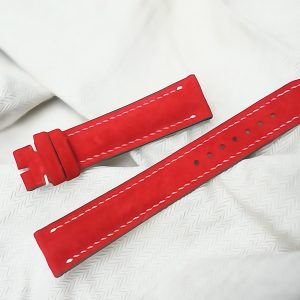 Dây đồng hồ Handmade da lộn Ý Nhập khẩu màu đỏ DL002