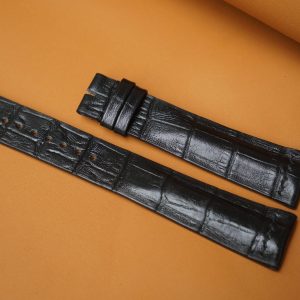 Dây đồng hồ Handmade da bò dập vân cá sấu màu đen,DBCS002