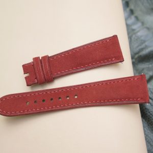 Dây đồng hồ Handmade da cừu nhung màu đỏ đô CN10089