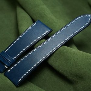 Dây đồng hồ Handmade da BUTTERO màu xanh navy, chỉ trắng BT001