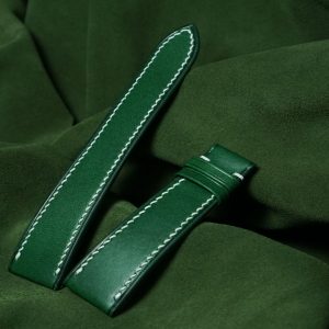 Dây đồng hồ Handmade da BUTTERO màu xanh lá, khâu chỉ be BT005