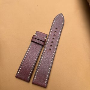 Dây đồng hồ Handmade da Dê Alran màu đỏ mận nhập khẩu cao cấp AL004