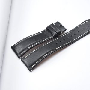 Dây đồng hồ Handmade da Barenia , hàng cao cấp, màu Đen Xám